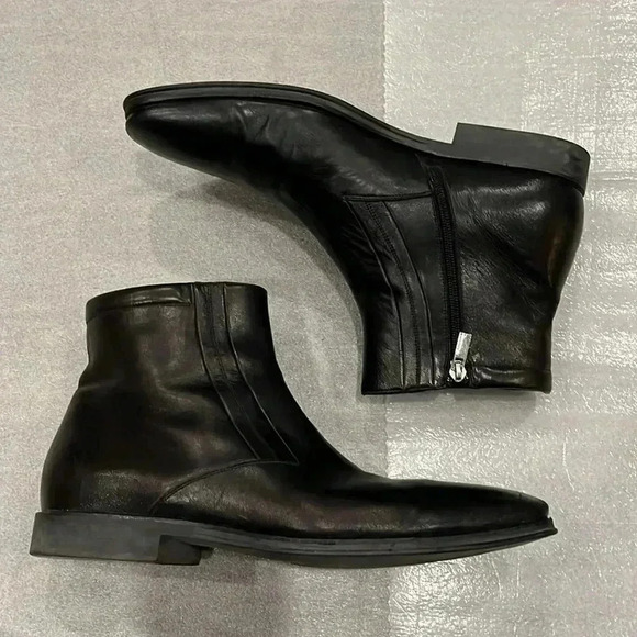 [US11.5]Bruno Magli Raspino Men Black Leather Ankle  Dress Boots - Picture 3 of 8